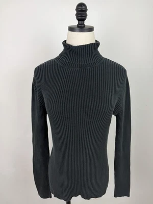 Chicos de cuello alto acanalado vintage 1 para mujer mezcla de seda mediana tejido desteñido negro años 90 Foto 1 de 4