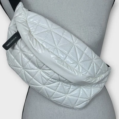 Bolso Cinturón Acolchado Acolchado VeeCollective Blanco Brillante Nylon Correa Ajustable Unisex Foto 1 de 4