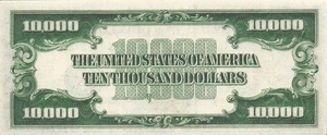 USA / Richmond , Va. $10,000 Series 1928 Facsimile Uncirculated Banknote ZD 3 - Picture 1 of 2