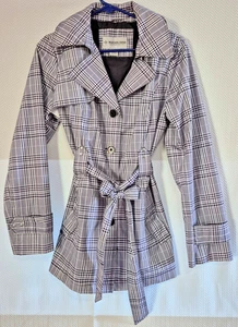 Women's Weather Tamer Size Small Rain Jacket Coat Plaid Black White Pocket Great - Picture 1 of 9