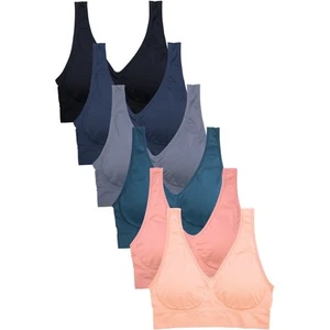 Pack of 6 Seamless Sports Bras – Removable Pads, Mix Colors - Picture 1 of 1