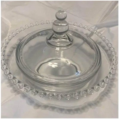 Vintage Anchor Hocking Candlewick Glass Covered Butter Dish  Depression Glass - Image 1 of 2