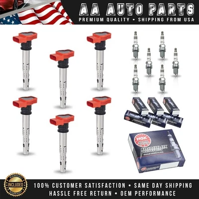 6 bobinas de encendido + 6 bujías de iridio NGK para Audi A4 Q5 A6 3,2 L V6 UF529 Foto 1 de 4