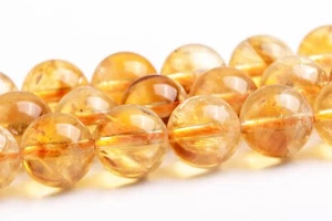 8-9MM Genuine Natural Brown Yellow Citrine Beads Grade A Round Loose Beads - Picture 1 of 4