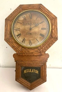 Antique Regulator Wall Clock Oak Case Jewelry Store Advertising - Picture 1 of 10