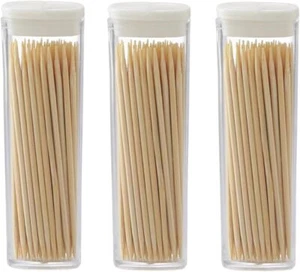 150 Count Bamboo Wooden Toothpicks Double-Points Tooth Picks (3-Pack) - Picture 1 of 5