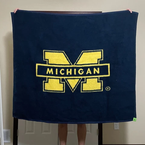 Vintage Biederlack University Michigan Stadium Fleece Blanket Throw 54 X 47 Cover
