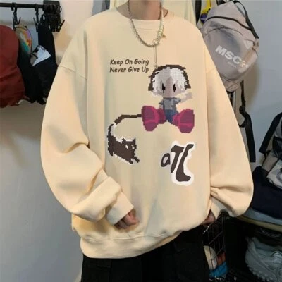 Suéter Estampado Wild Crew Dibujos Animados Suelto Informal Amantes Manga Larga Cuello Top Foto 1 de 4