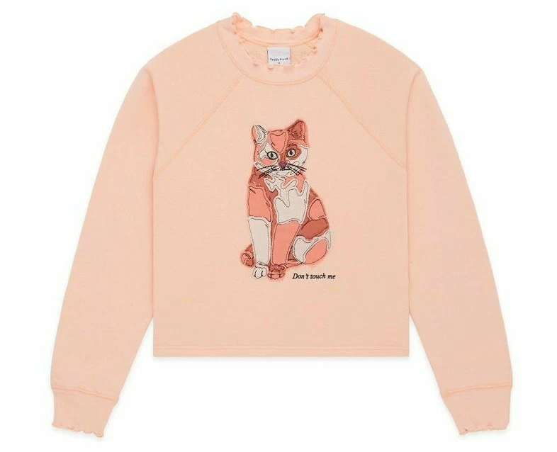 Новый с Ярлыками Teddy свежий женщин CAT APPLIQUÉCREWNECK персиковый размер L - Изображение 1 из 4