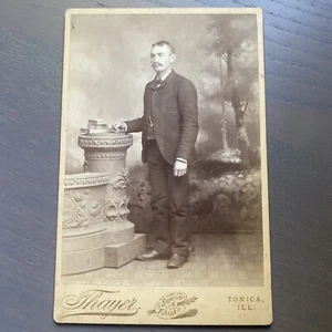 CABINET CARD Tonica ILL THAYER Backdrop BYRON McELHINEY occupational cigars - Picture 1 of 12