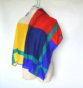 "Bufanda Ancor 100 % seda blanca roja azul verde amarilla 31" - Imagen 1 de 4