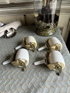 Vintage Large 4 Pack White Bed Stem Casters with Brake RECYCLED - Picture 1 of 19