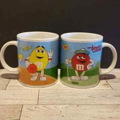 M&M Sports Themed Ceramic Coffee Mugs Set of 2 Candy Collection 2003 Vintage - Image 1 of 4