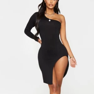 PrettyLittleThing NWT Shape Black One Shoulder Split Bodycon Dress Size 14 - Picture 1 of 6