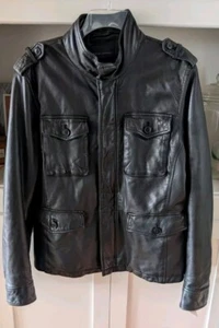 Chaqueta de cuero negra Banana Republic para hombre talla mediana  - Imagen 1 de 16