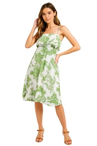 David's Bridal Women's Green Floral Strapless Dress Size 6 - Picture 1 of 12