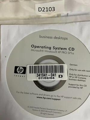Microsoft Windows XP Professional CD ohne Key incl. SP1a HP deutsch - Bild 1 von 2