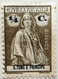 St Thomas & Prince Is 1914 Ceres Scott 214 Michel 189C perf 12x11,5 MH Sao Tome - Foto 1 di 2