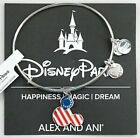 New Disney Alex and Ani Mickey Mouse Icon American Flag Silver Bangle Bracelet 
