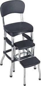 Cosco Black Retro Counter Chair / Step Stool - Picture 1 of 6