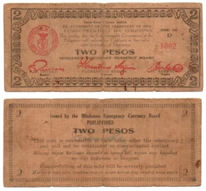 1943 Philippine Province of Mindanao 2 Pesos WW2 Emergency S486e Signed A. ALA - Picture 1 of 4