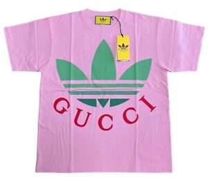 NWT adidas x Gucci Logo T-shirt Cotton Pink XXS