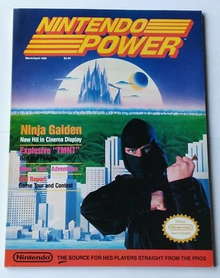 Revista Nintendo Power 1989 5 de marzo/abril Ninja Gaiden bonito grado alto con póster Foto 1 de 4