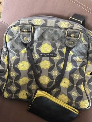 Petunia Pickle Bottom Sashay Satchel Grey Yellow Diaper Bag Backpack - Image 1 of 4
