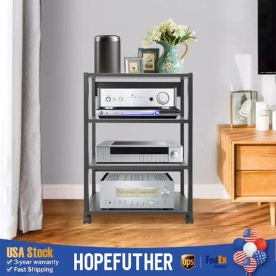 4 Shelf Audio Video TV Media Component Stand Rack AV Equipment Stereo Cabinet US - Image 1 of 4