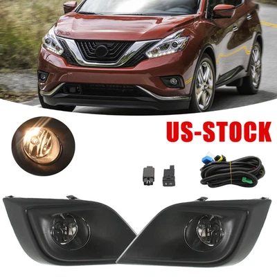 Par de cubiertas de faros antiniebla de parachoques para Nissan Murano 2015-2018 con interruptor/cableado Foto 1 de 4