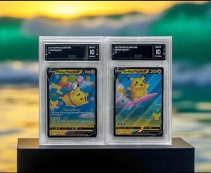 Pokemon Flying & Surfing Pikachu V Celebrations GMA 10 Gem Mint SET - Picture 1 of 1
