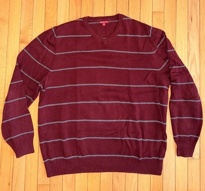 Hombre Merona Algodón Granate Gris Rayas Suéter Talla XXL Cuello Redondo Foto 1 de 4