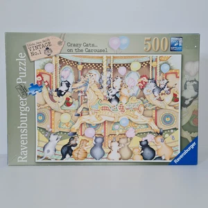 Rompecabezas completo Ravensburger Crazy Cats on the Carousel Linda Jane Smith 500 piezas - Imagen 1 de 10