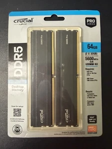 Crucial 64GB (2 x 32GB) DDR5-5600 UDIMM CP2K32G56C46U5 - Picture 1 of 2