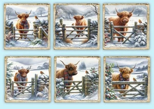 Toppers de tarjetas Highland Cow para tarjetas y álbumes de recortes, efímeros, etiquetas de regalo - Imagen 1 de 1