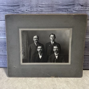 Antique Cabinet Card Portrait Handsome Men Family Early 1900’s Collinsville IL - Picture 1 of 3