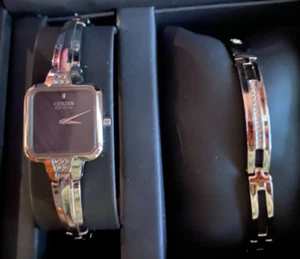 Ladies Citizen EX1202-69D Eco Drive Silver Stainless Crystal Bracelet Watch Plus - Picture 1 of 6