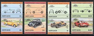 Saint Lucia 1985 Cars Se-Tenant Pairs Front Side Action Views MNH (SC# 739-742) - Picture 1 of 1