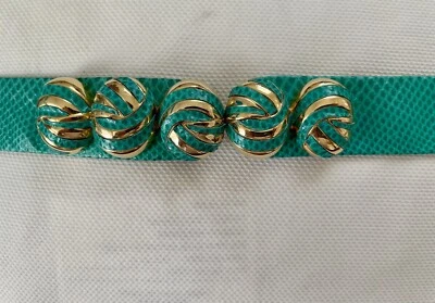 Cinturón ajustable JUDITH LEIBER verde primavera Karung adornos tono dorado #717 Foto 1 de 4