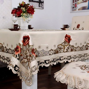 White Cut work Tablecloth Embroidery Floral Table Cloths Cover Table Linen Party - Picture 1 of 6