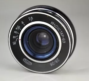 SERVICED! SOVIET USSR PANCAKE INDUSTAR-69 RF LENS f2.8/28 M39 mount (7) - Picture 1 of 7
