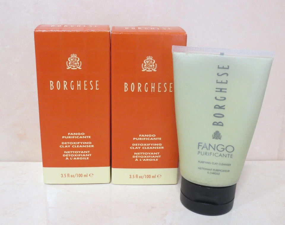 BORGHESE FANGO PURIFICANTE DETOXIFYING CLAY CLEANSER 3.5 OZ BOXED LOT OF 2 Foto 1 de 4