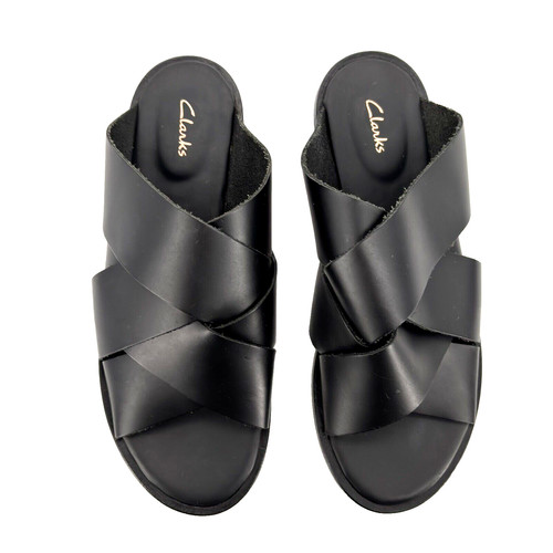 Sandali bassi donna 6 5 M Clarks Willow Art pelle nera tessuto 24448