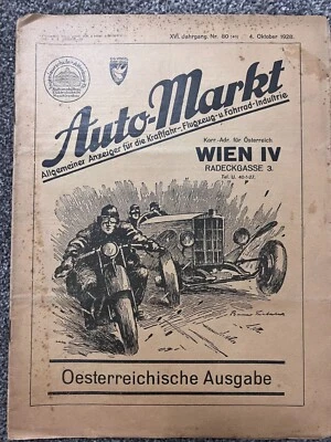 Auto-Markt Wien Magazine 4 Oct 1928 No.80 Austrian Vintage Automotive Ads - Bild 1 von 4