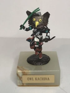 VTG Native American Owl Kachina Dancing Hopi Signed Joy Weddle 1990 on Marble  - Picture 1 of 10