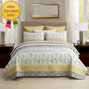 Queen Quilt Set, 3-Piece Set with 2 Pillow Shams - Boho Reversible Soft and Ligh - Picture 1 of 12
