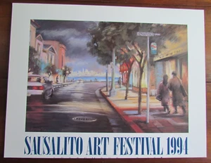 PÓSTER FESTIVAL DE ARTE SAUSALITO, 1994, CAROL JESSON, ORIGINAL FIRMADO A MANO, GENIAL - Imagen 1 de 10