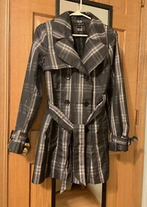 Willi Smith Women Jacket Size Medium Button Up Belted Black Gray White Purple - Picture 1 of 16