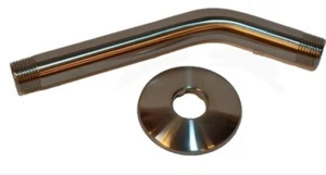 Luxart Shower Arm & Flange 8" PVD Brush Nickel L8SA- BN Brass 1/2"-14 NPT - Picture 1 of 7