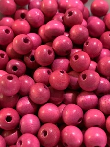 Lotto 100 perline legno legno rosa vintage NOS 8 MM rotonde cecoslovacchia made macramè - Foto 1 di 8